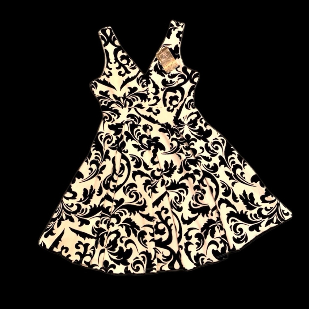 Black and White Dress Elegant Small Sleeveless V-neck New with Tags